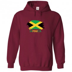 Jamaica With Flag Classic Unisex Kids and Adults Pullover Hoodie